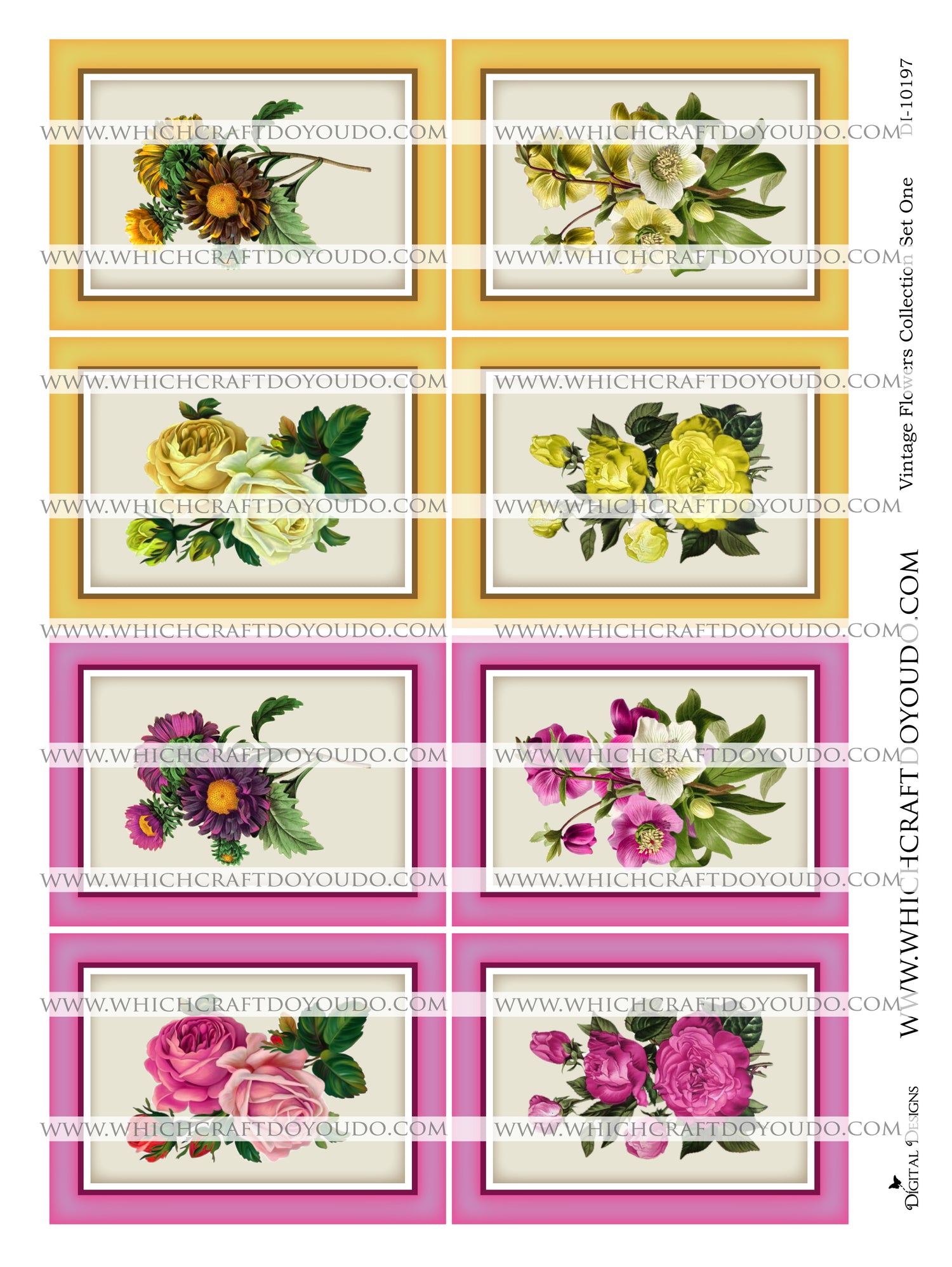 Vintage Flowers Collection Set One - DI-10197 - Digital Download