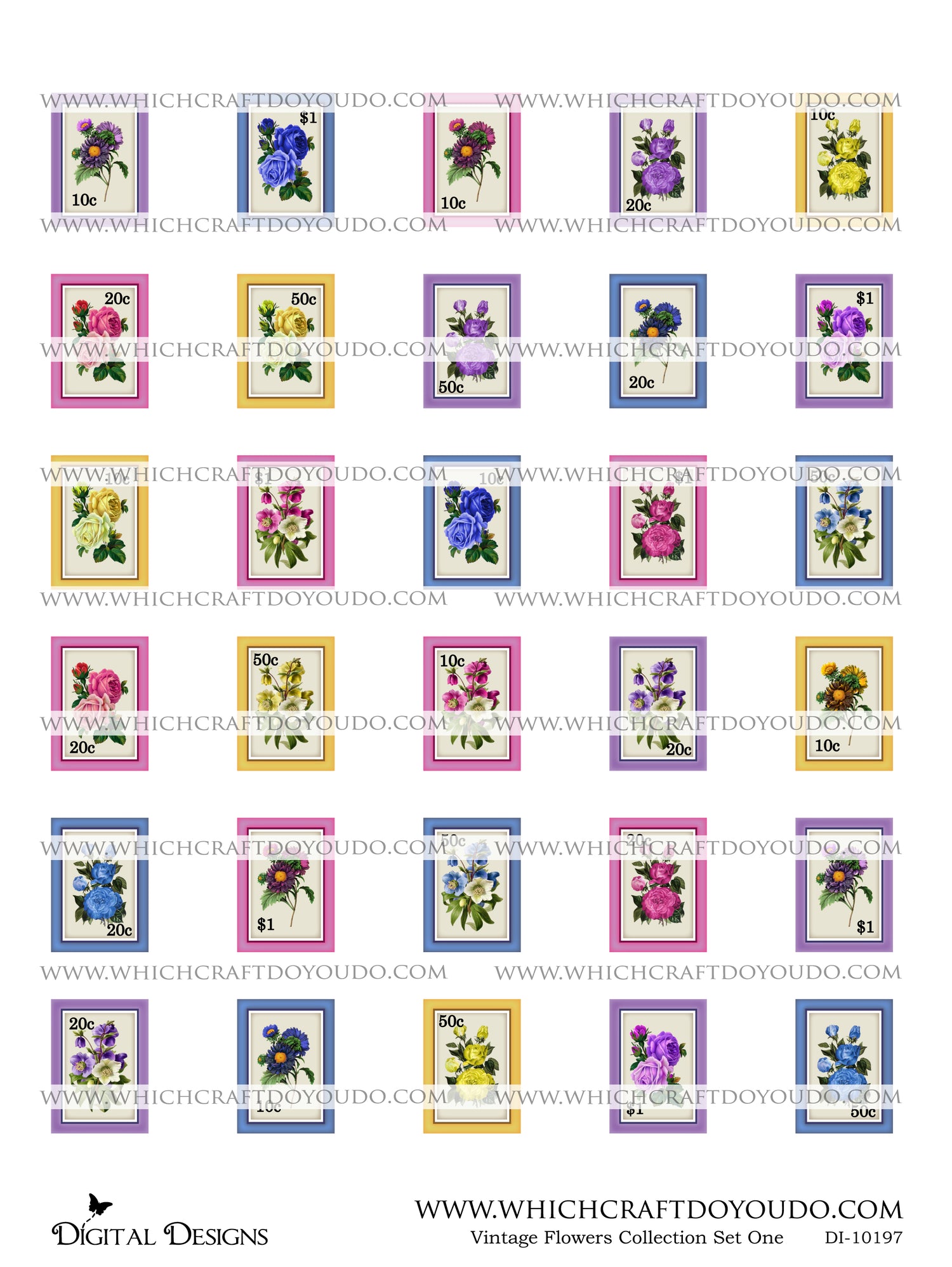 Vintage Flowers Collection Set One - DI-10197 - Digital Download