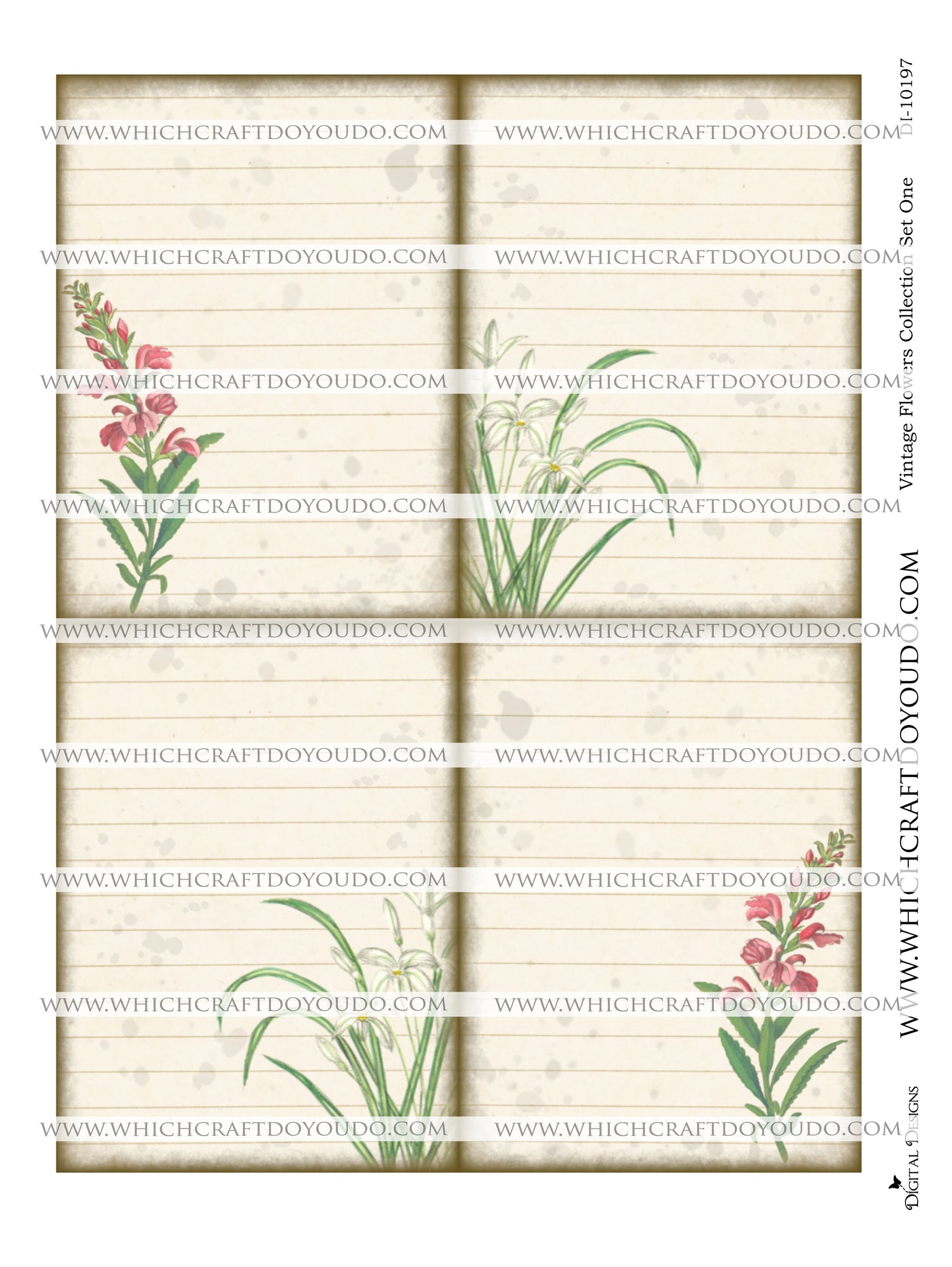 Vintage Flowers Collection Set One - DI-10197 - Digital Download