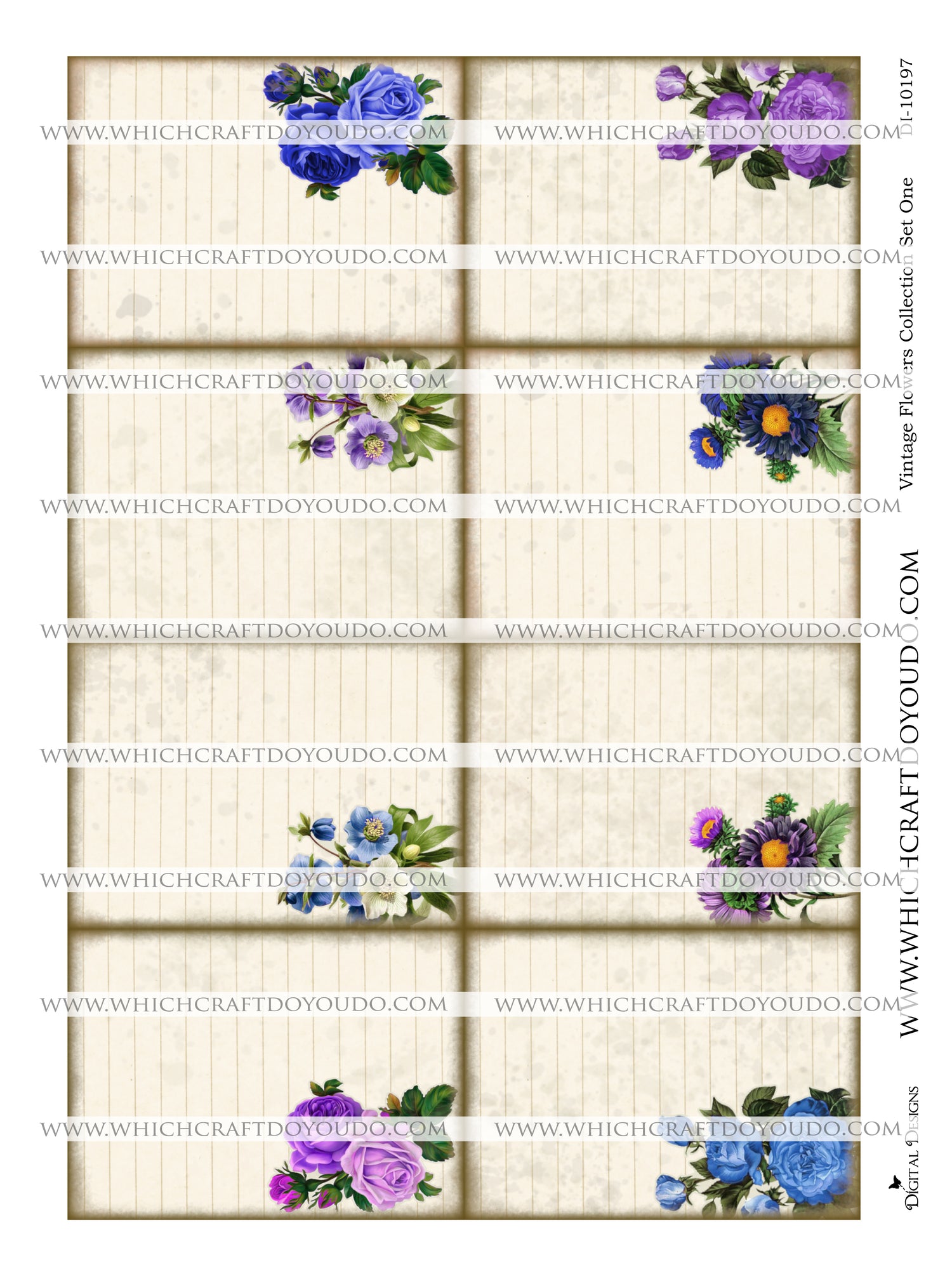 Vintage Flowers Collection Set One - DI-10197 - Digital Download