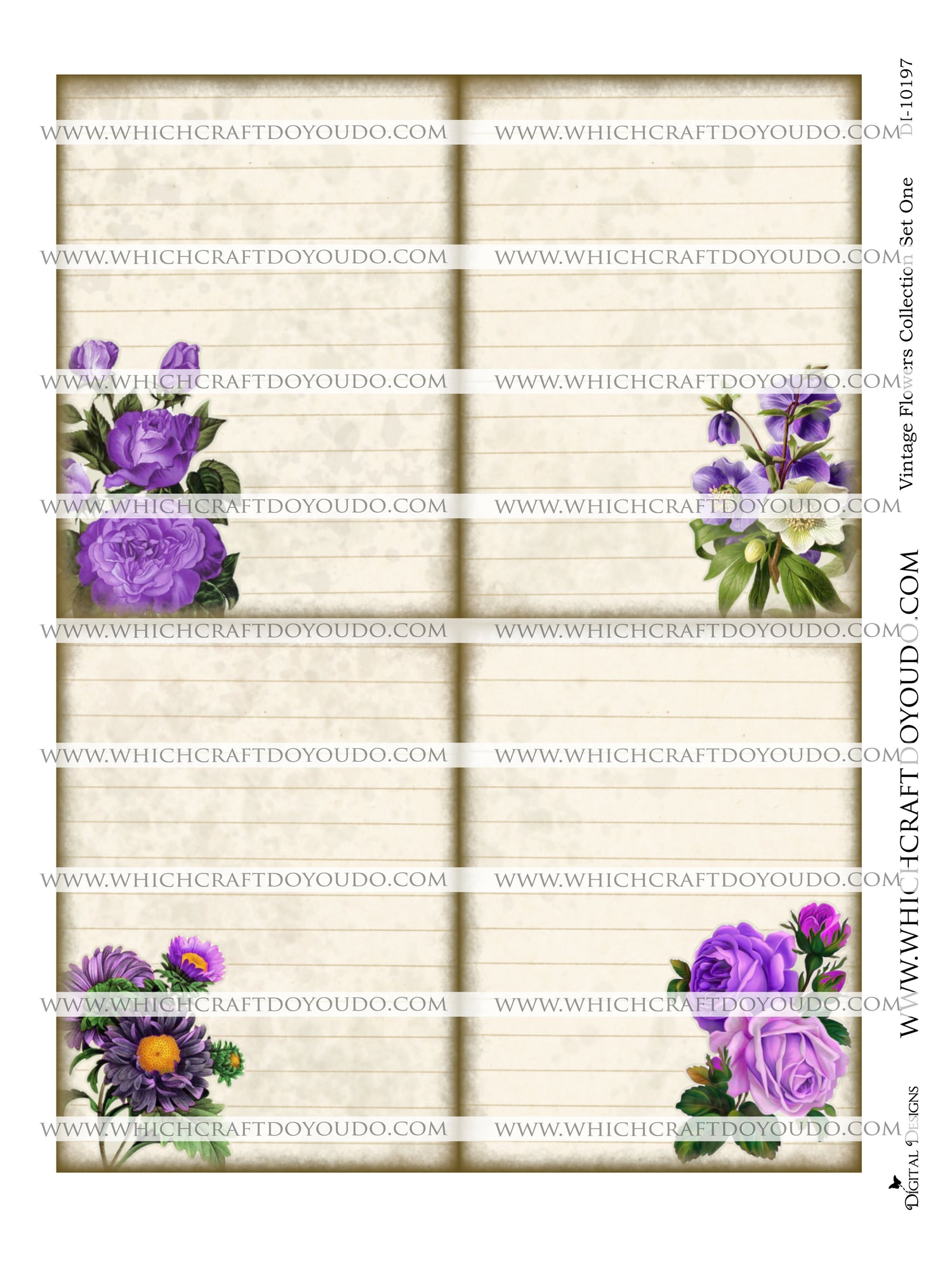 Vintage Flowers Collection Set One - DI-10197 - Digital Download