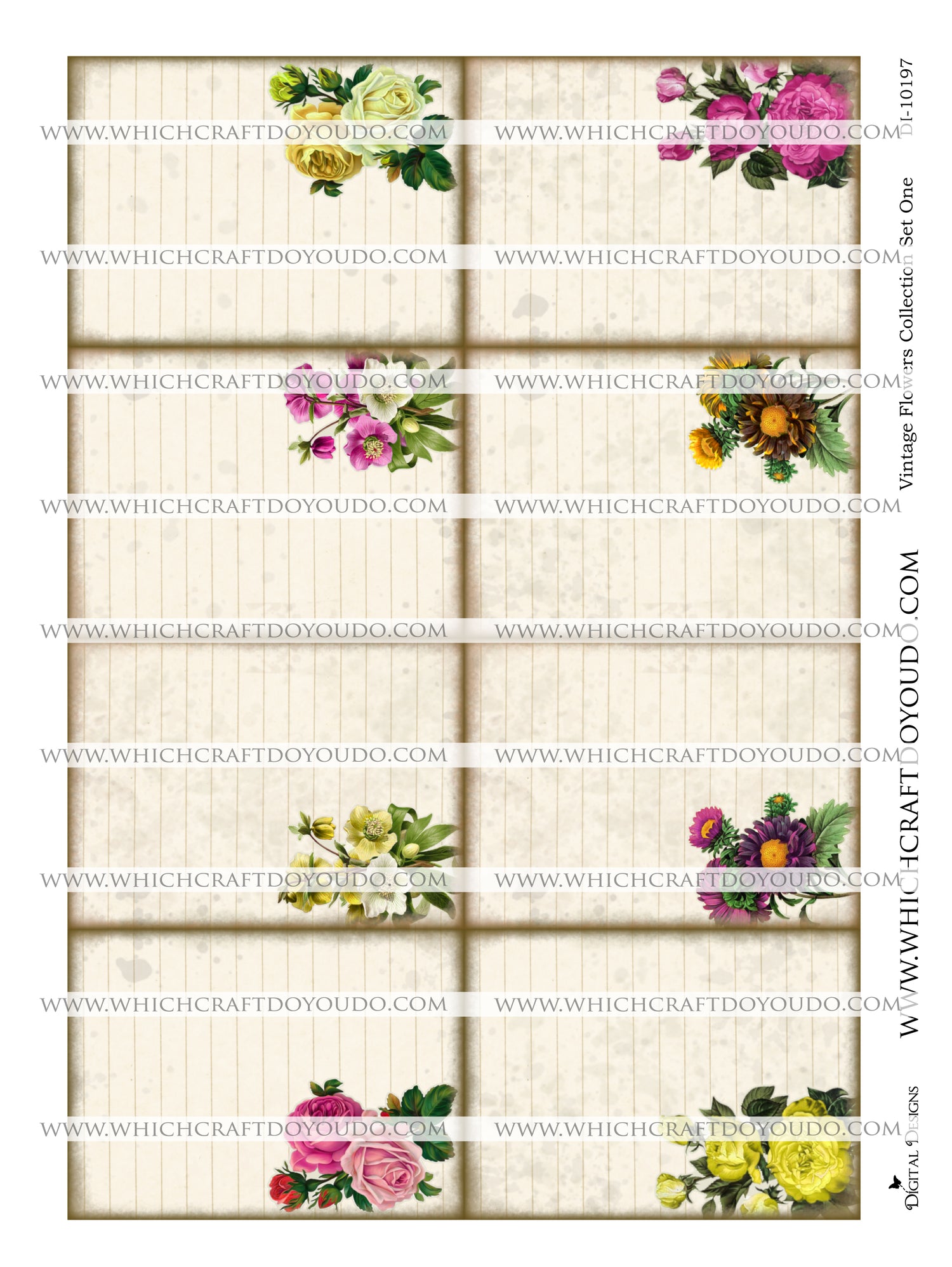 Vintage Flowers Collection Set One - DI-10197 - Digital Download