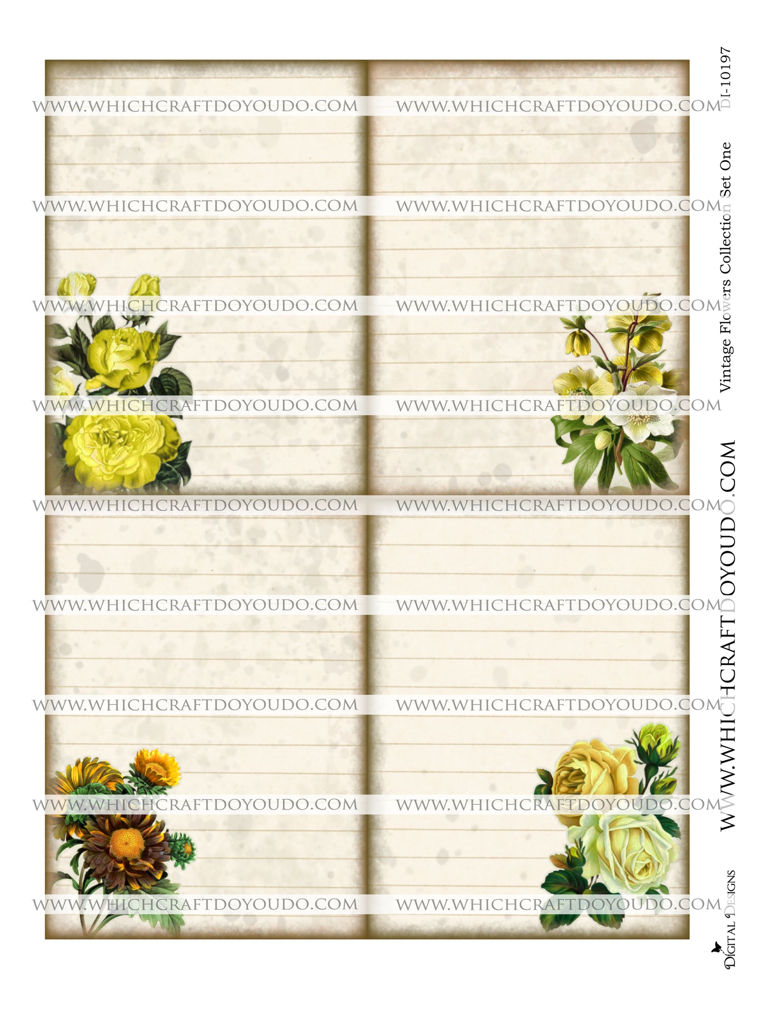 Vintage Flowers Collection Set One - DI-10197 - Digital Download