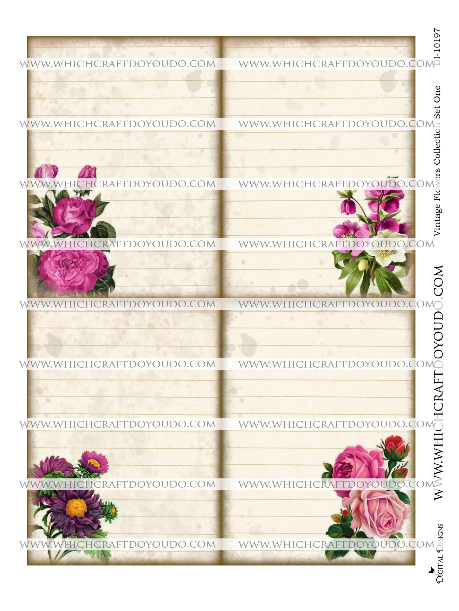 Vintage Flowers Collection Set One - DI-10197 - Digital Download