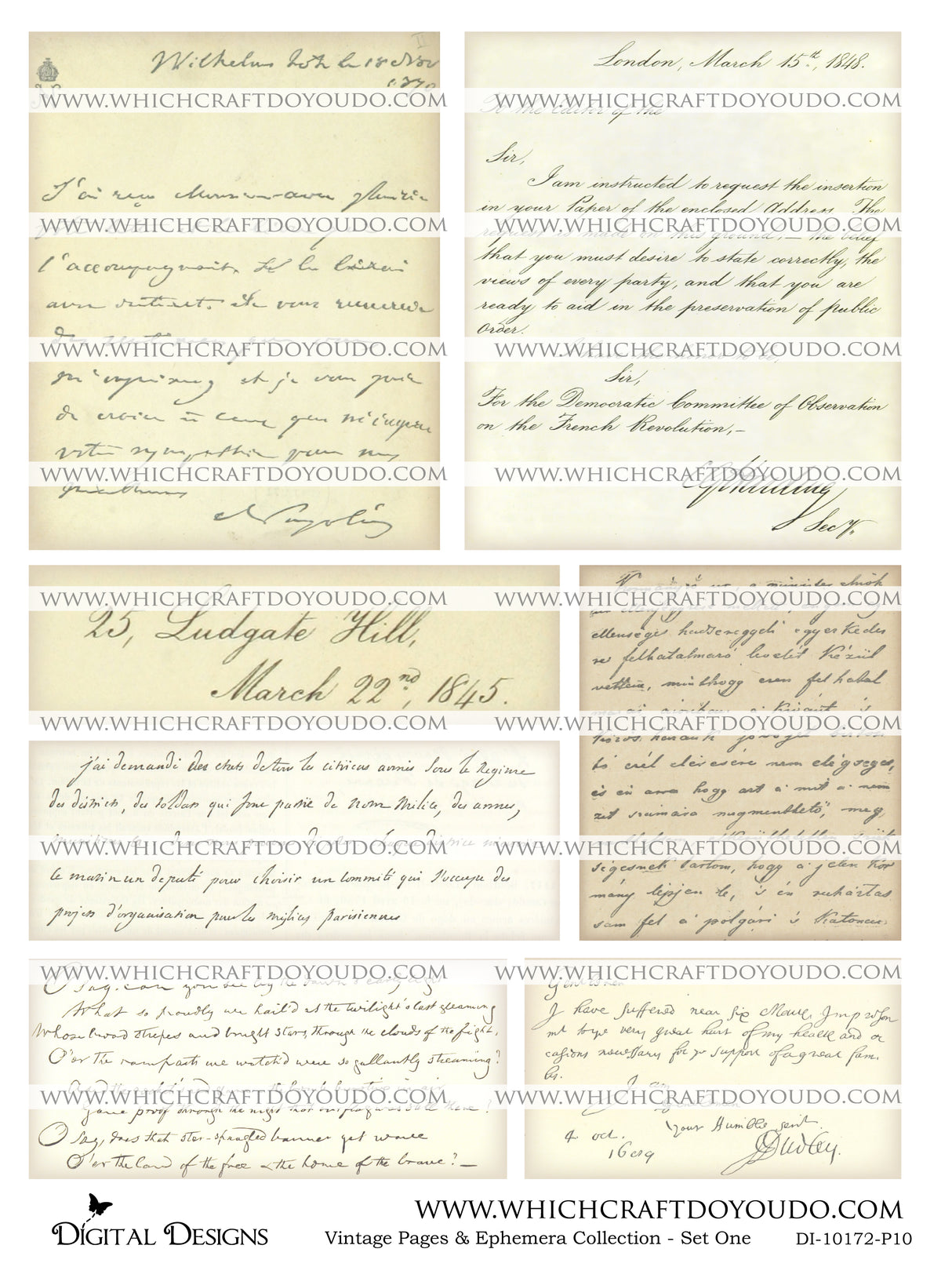 Vintage Pages & Ephemera Collection - Set One - DI-10172 - Digital Download