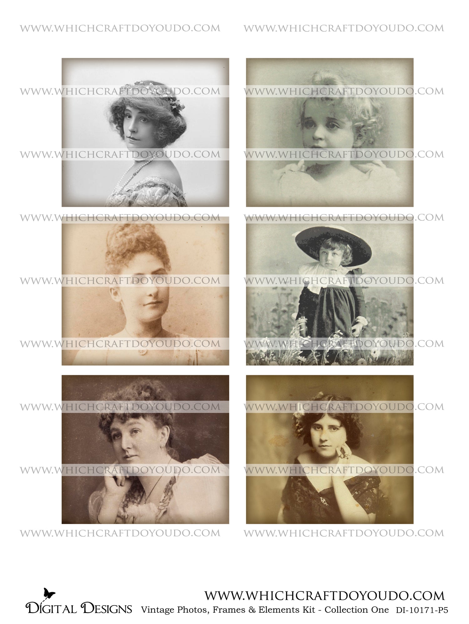 Vintage Photos, Frames & Elements Kit - Collection One - DI-10171 - Digital Download