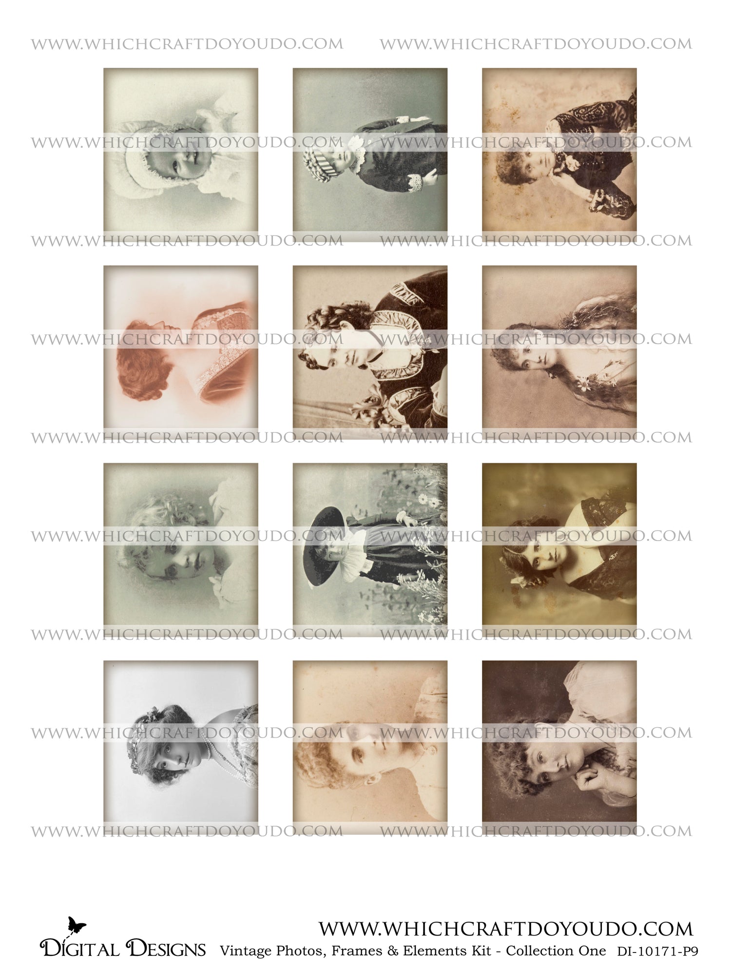 Vintage Photos, Frames & Elements Kit - Collection One - DI-10171 - Digital Download