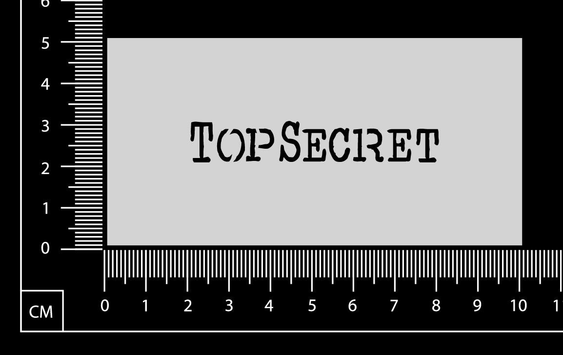 Vintage Word - Top Secret - Stencil - 50mm x 100mm
