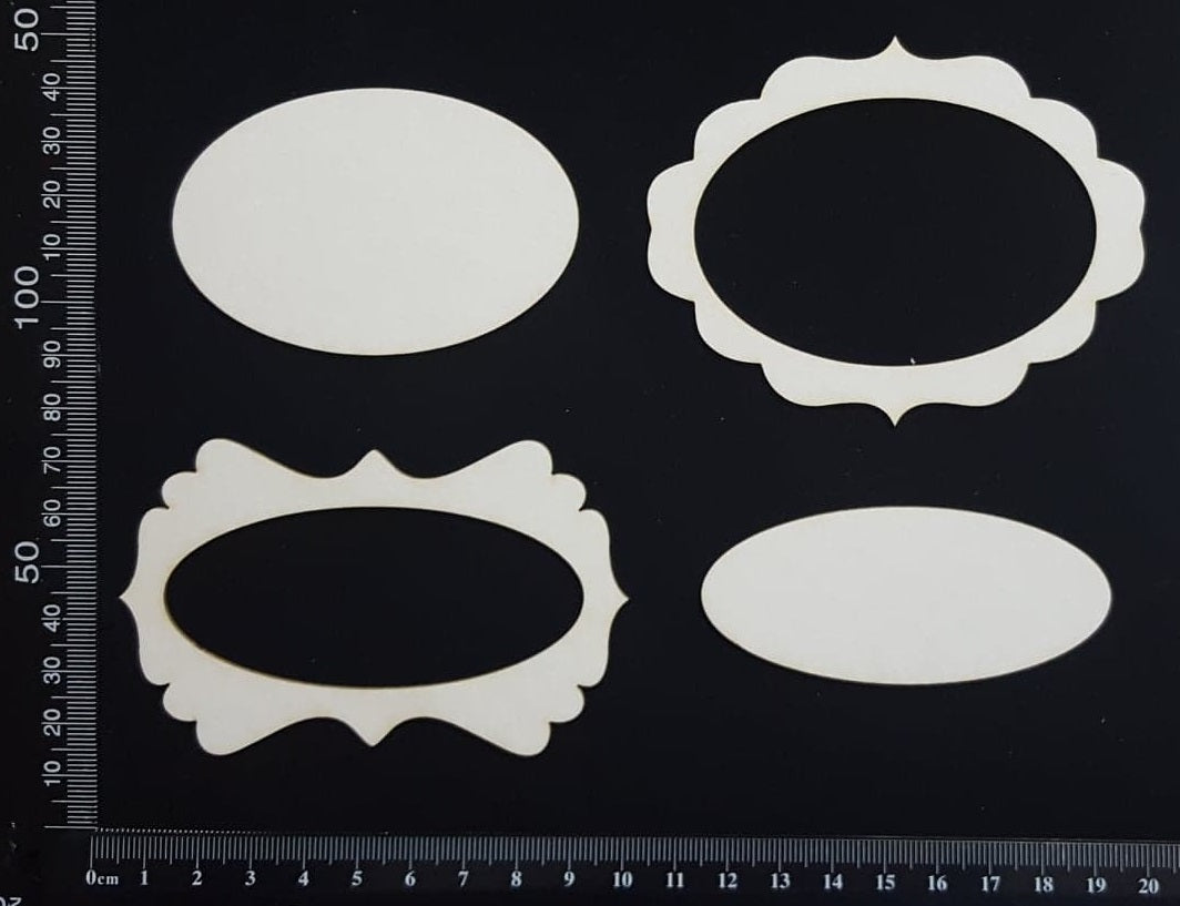 Vintage Frames Set - L - White Chipboard