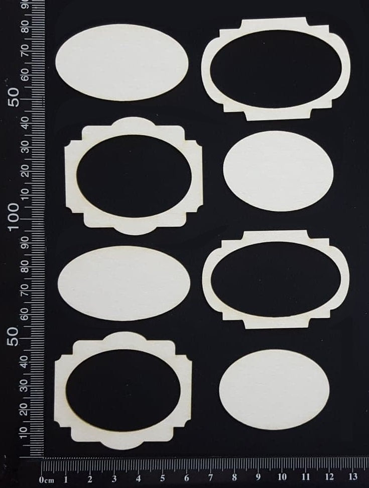 Vintage Frames Set - N - Mini - White Chipboard