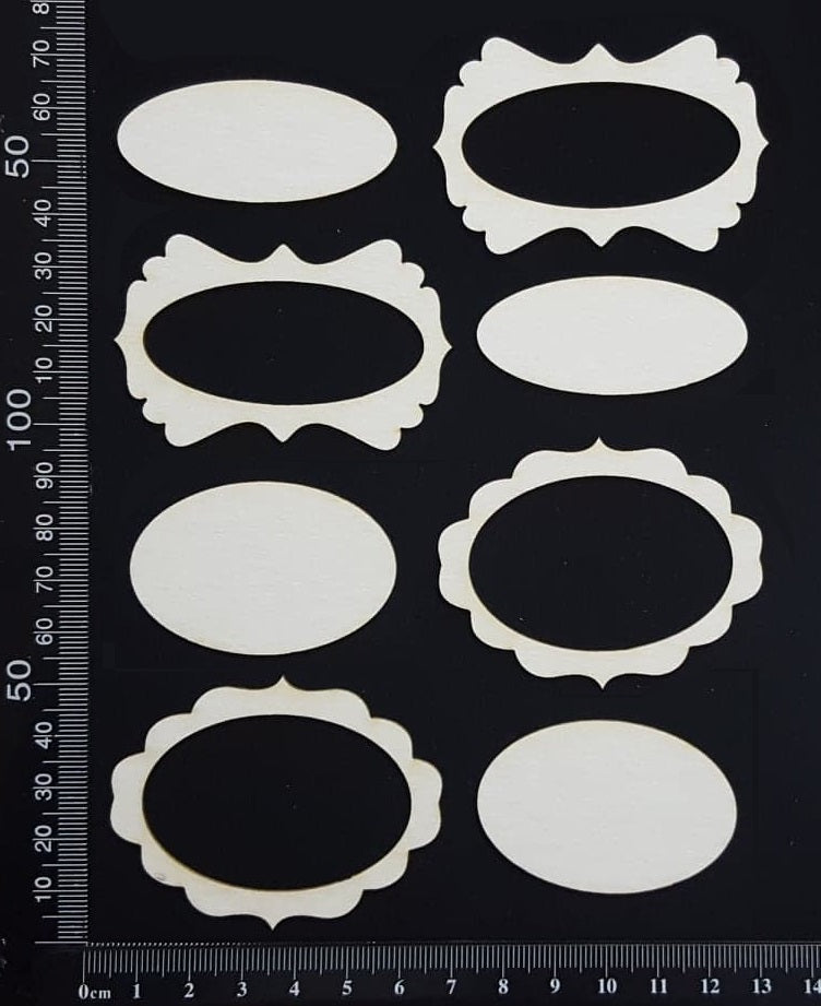 Vintage Frames Set - O - Mini - White Chipboard