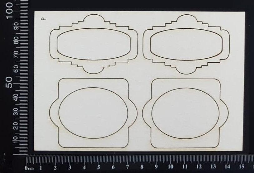 Vintage Frames Set - P - Mini - White Chipboard