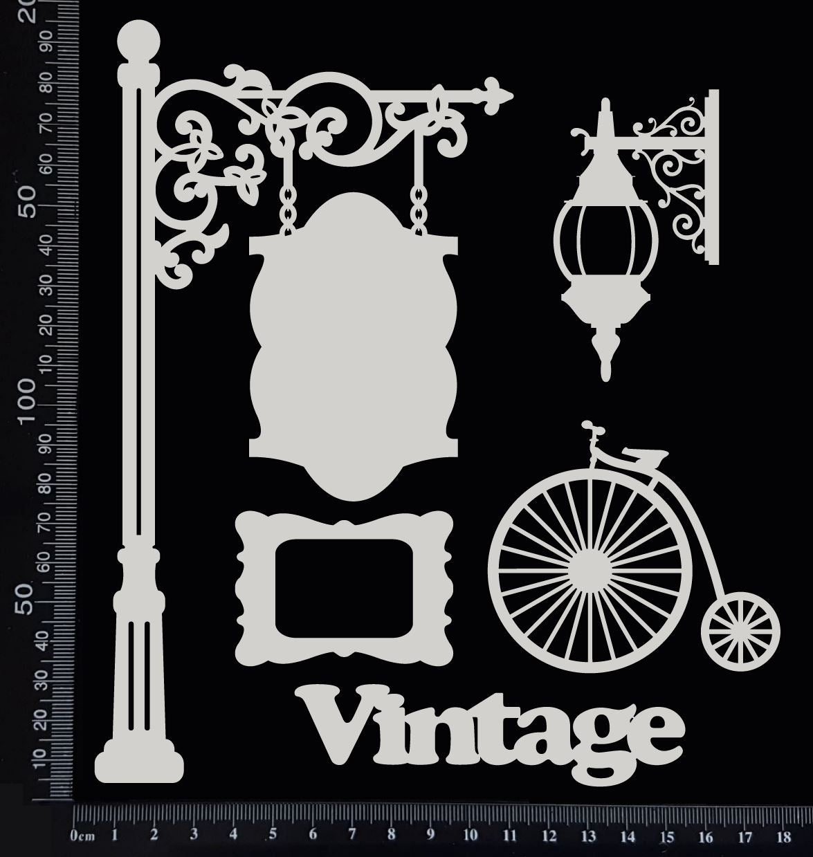 Vintage Elements Set - A - White Chipboard