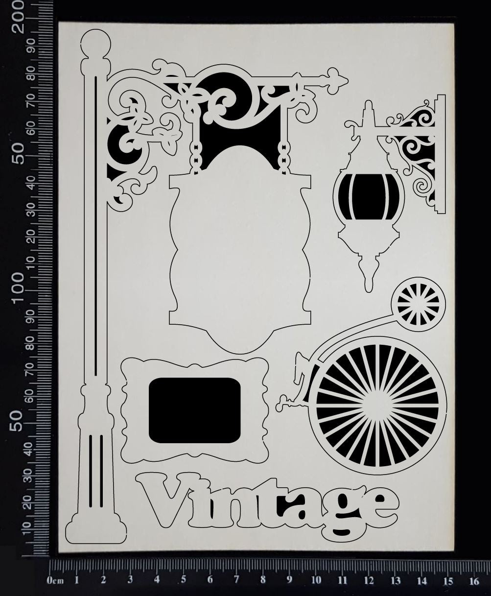 Vintage Elements Set - A - White Chipboard