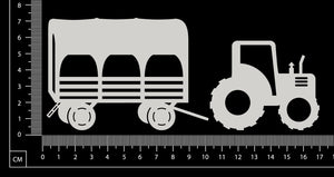Wagon and Tractor - White Chipboard