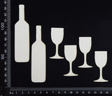 Wine Bottles and Glasses Set - White Chipboard