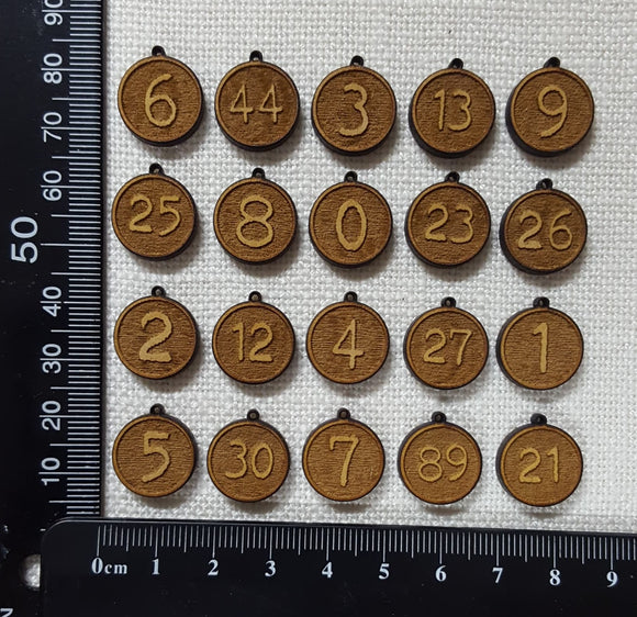 3mm MDF Wood - Number Charms