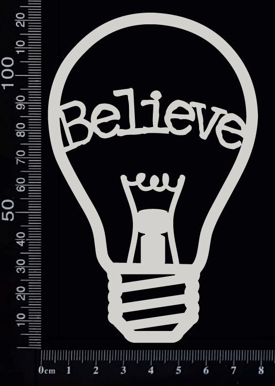 Word Bulb - Believe - B - White Chipboard