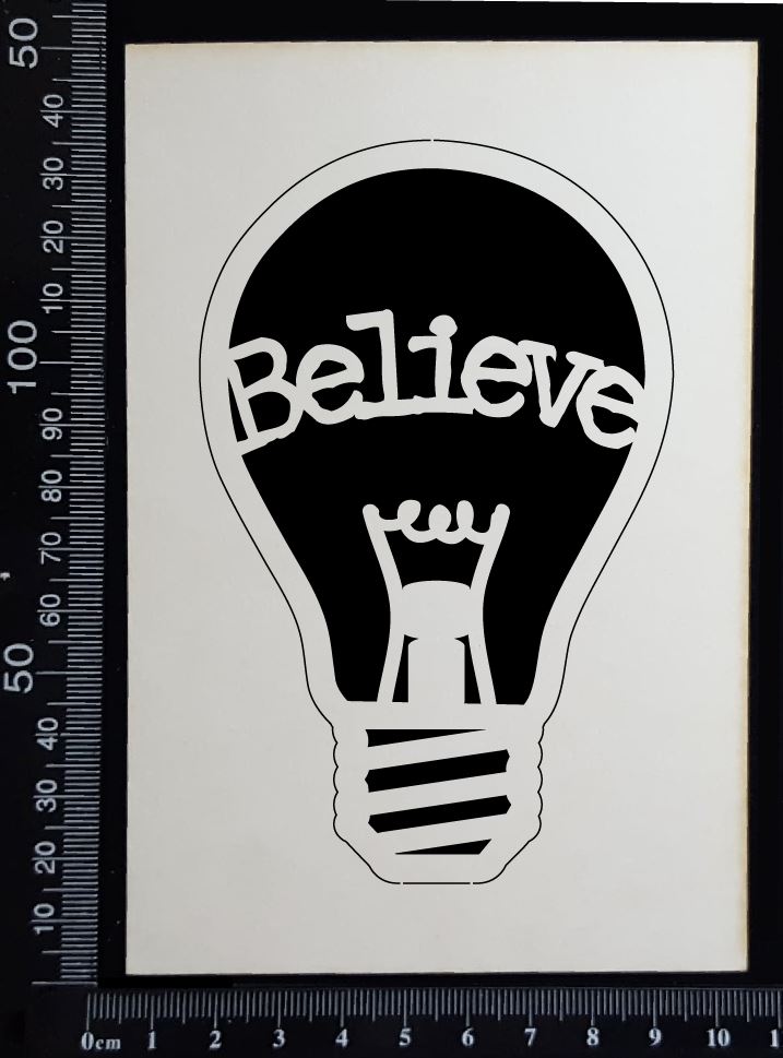 Word Bulb - Believe - B - White Chipboard