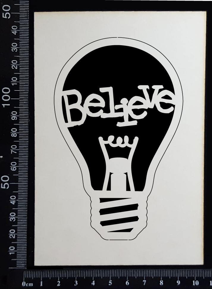 Word Bulb - Believe - C - White Chipboard