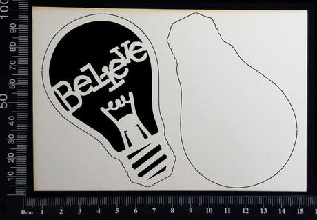 Word Bulb - Believe - F - Layering Set - White Chipboard