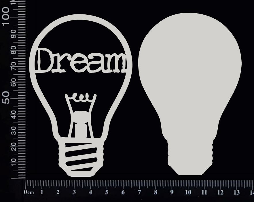 Word Bulb - Dream - D - Layering Set - White Chipboard