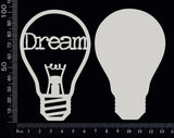 Word Bulb - Dream - D - Layering Set - White Chipboard
