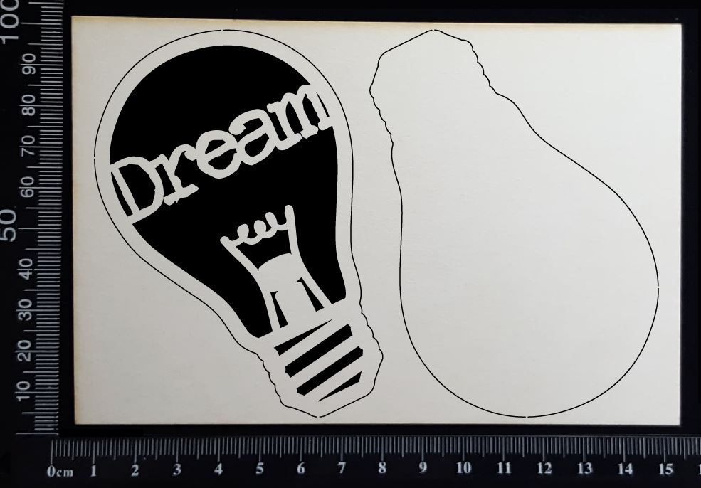 Word Bulb - Dream - D - Layering Set - White Chipboard