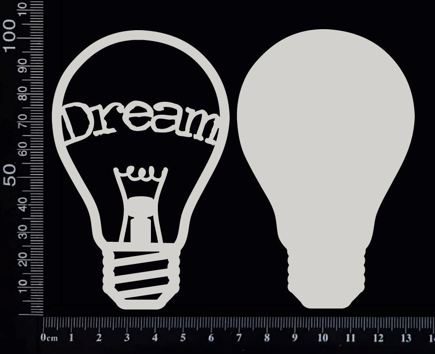 Word Bulb - Dream - E - Layering Set - White Chipboard