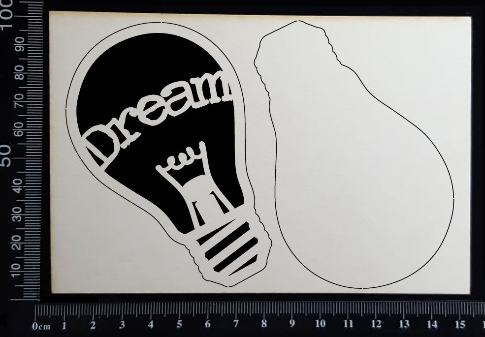 Word Bulb - Dream - E - Layering Set - White Chipboard