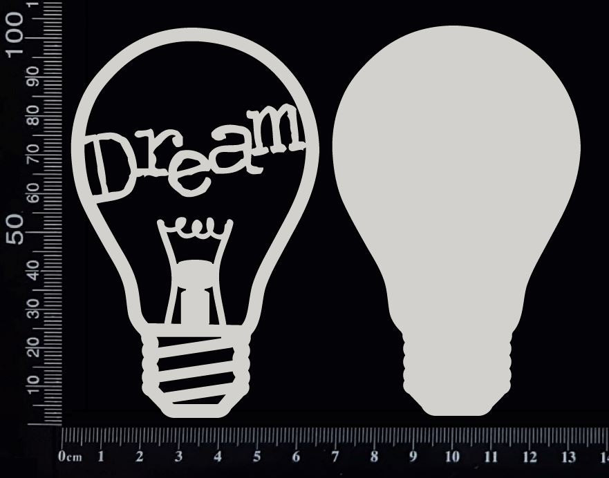 Word Bulb - Dream - F - Layering Set - White Chipboard