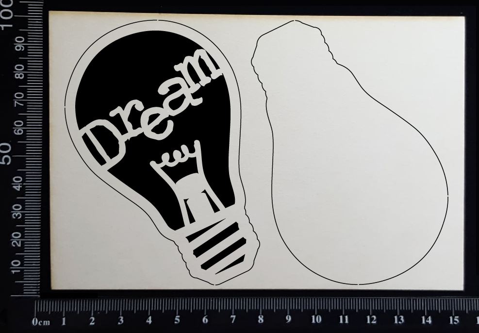 Word Bulb - Dream - F - Layering Set - White Chipboard