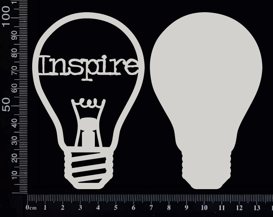 Word Bulb - Inspire - D - Layering Set - White Chipboard