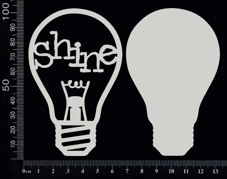 Word Bulb - Shine - F - Layering Set - White Chipboard