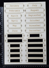 Word Plates - CG - Laser Engraved -  Months - White Chipboard