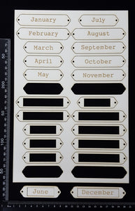 Word Plates - CG - Laser Engraved -  Months - White Chipboard