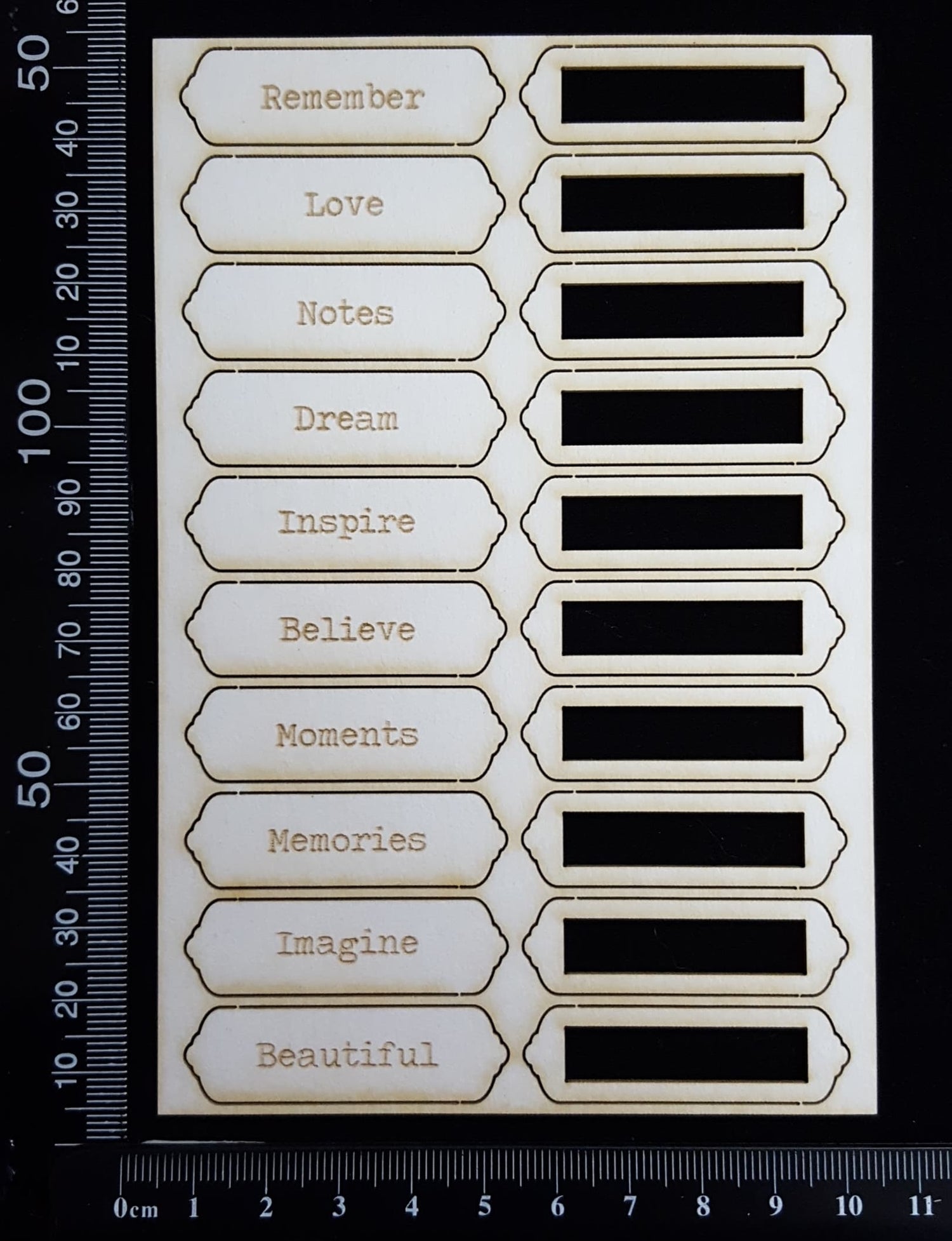 Word Plates - AA - Laser Engraved - White Chipboard