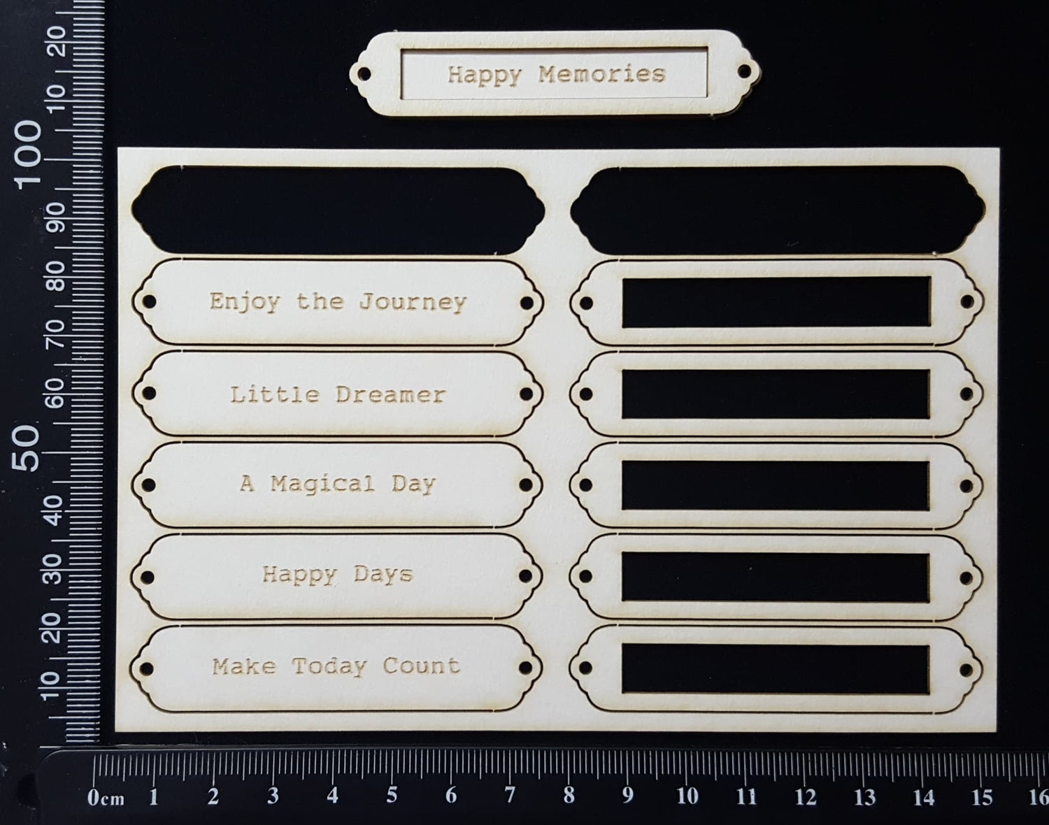 Word Plates - BB - Laser Engraved - White Chipboard