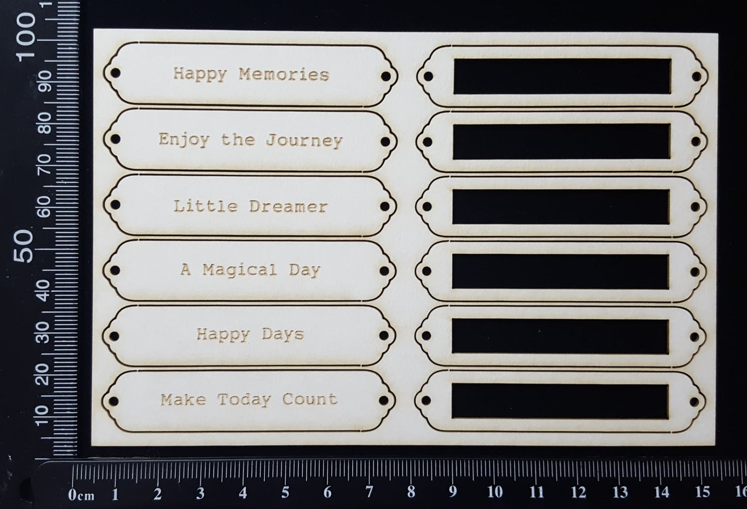 Word Plates - BB - Laser Engraved - White Chipboard