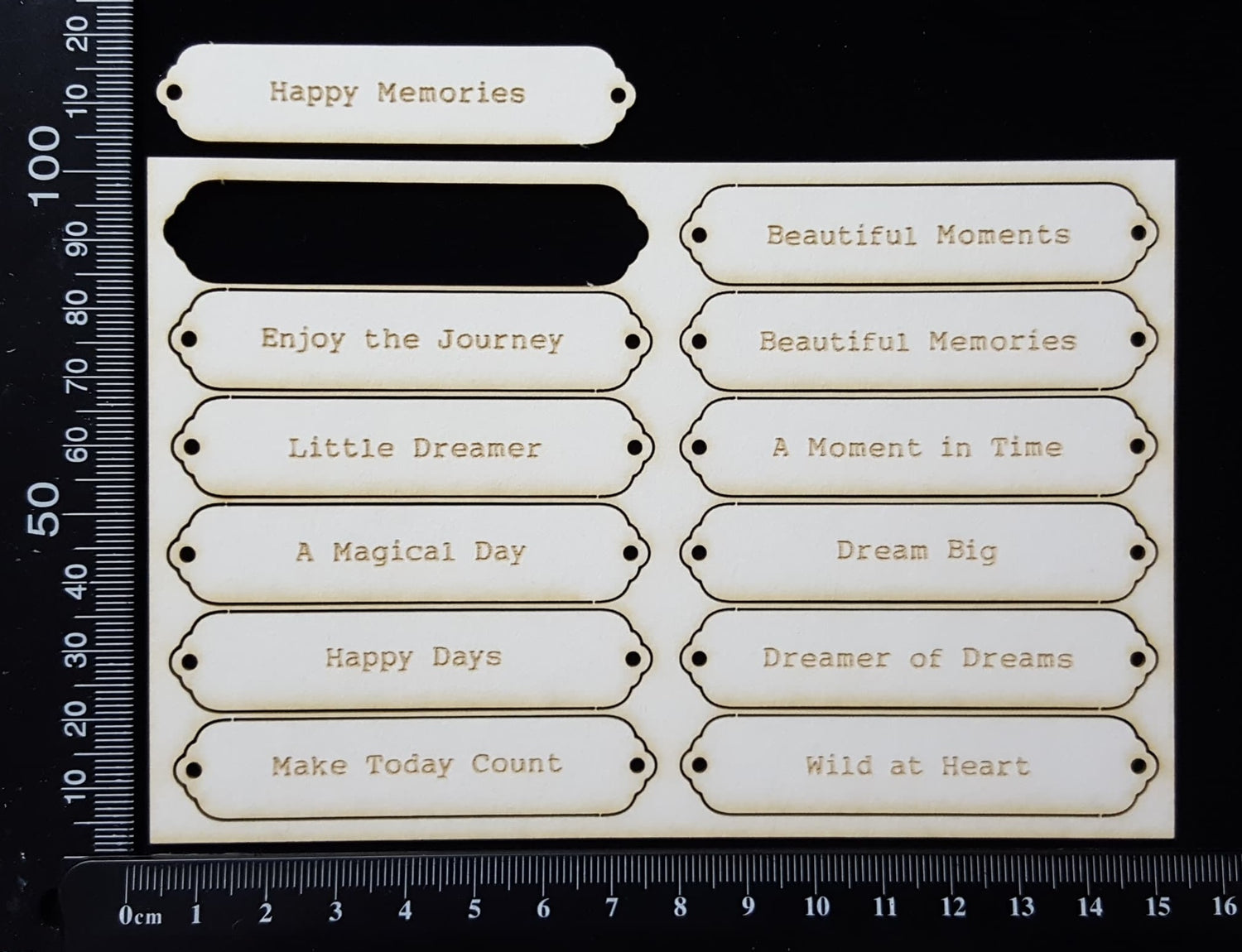 Word Plates - BC - Laser Engraved - White Chipboard