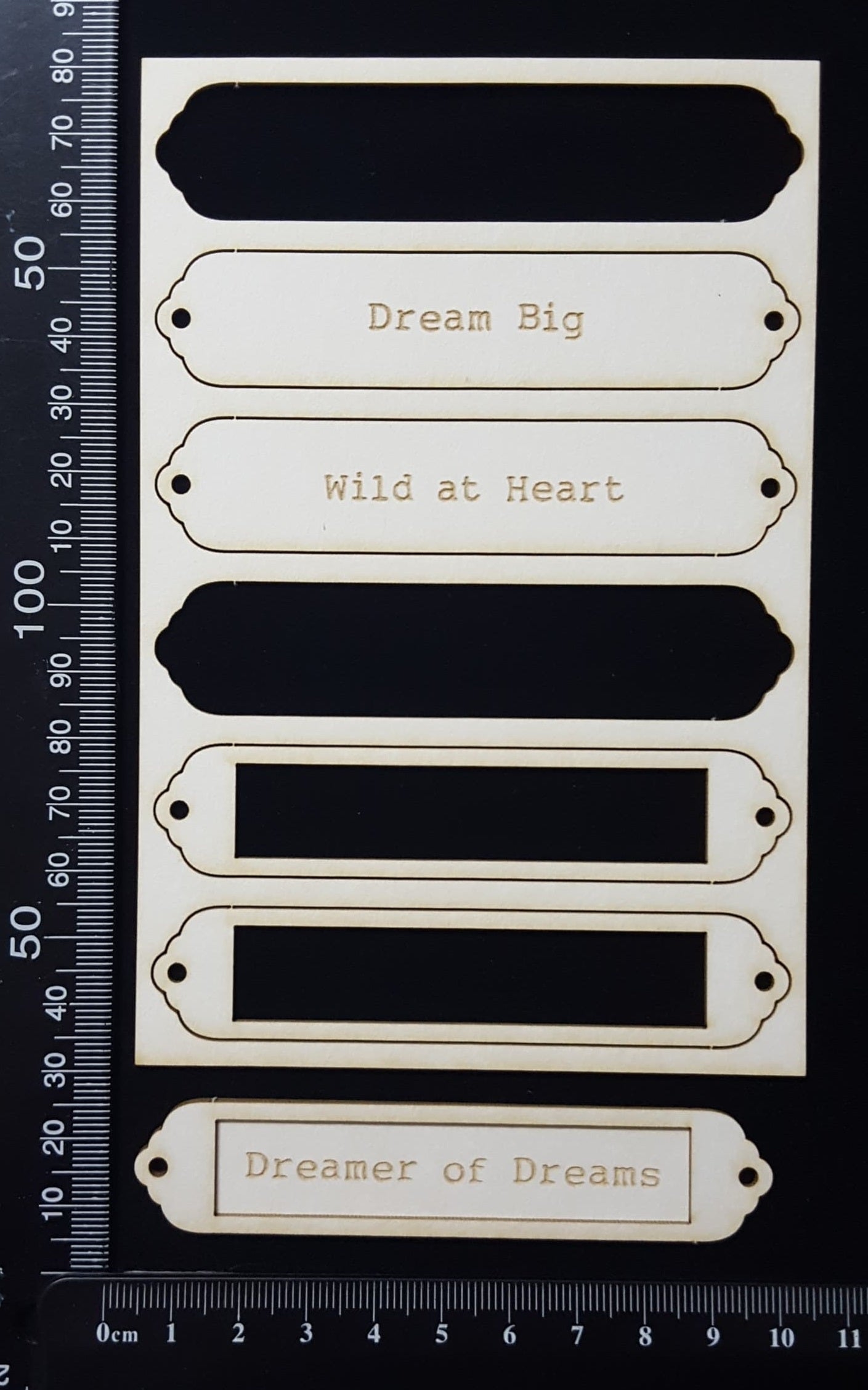 Word Plates - CB - Laser Engraved - White Chipboard