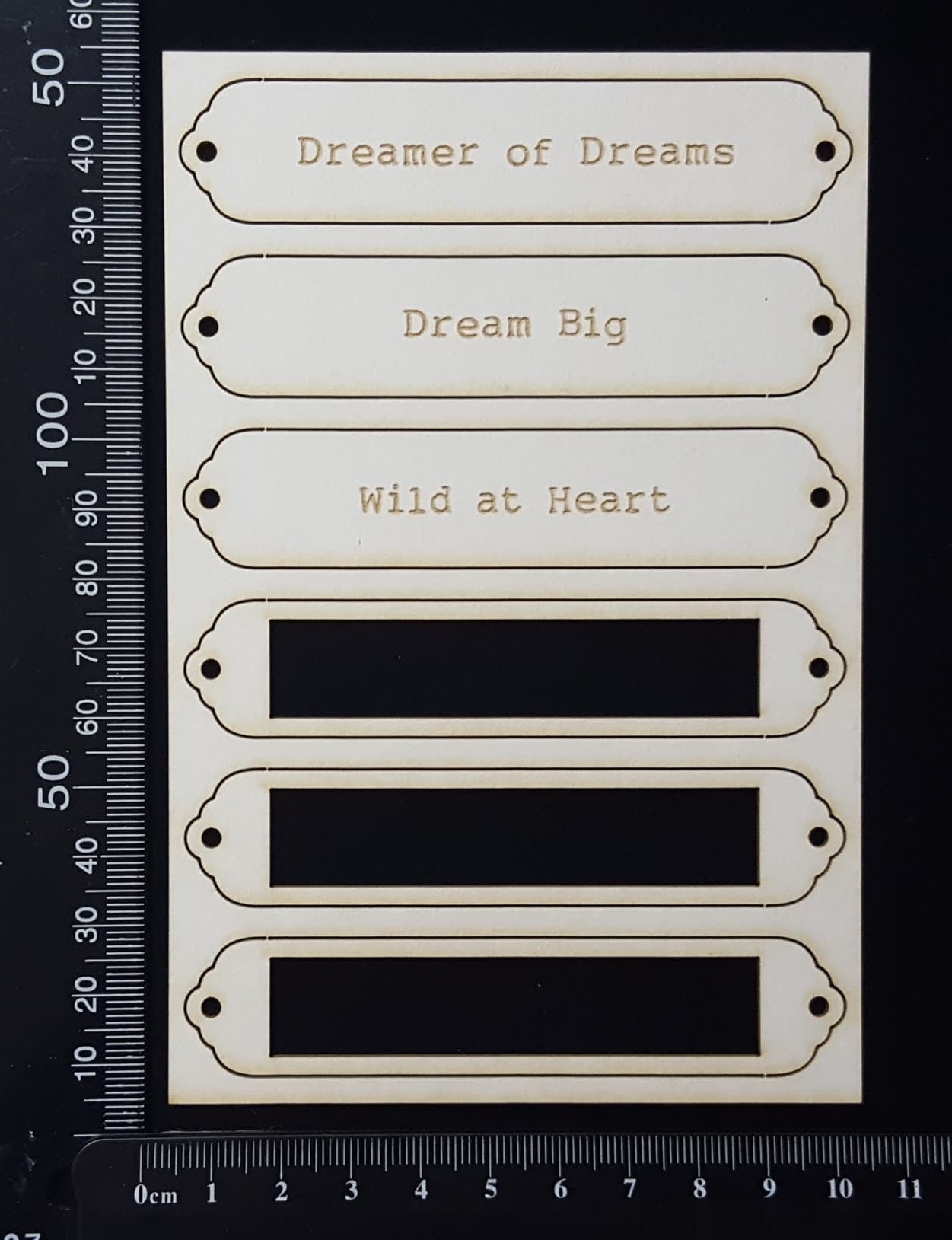 Word Plates - CB - Laser Engraved - White Chipboard