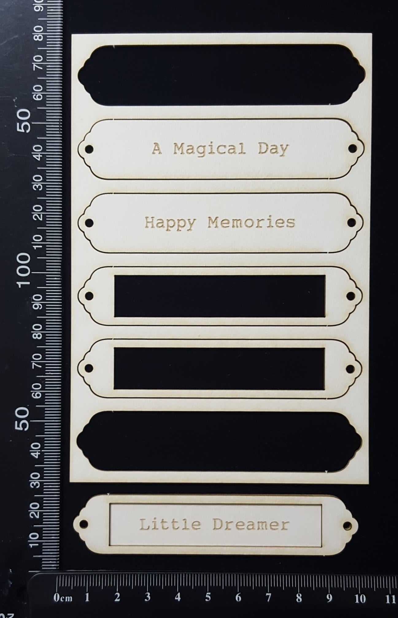 Word Plates - CC - Laser Engraved - White Chipboard