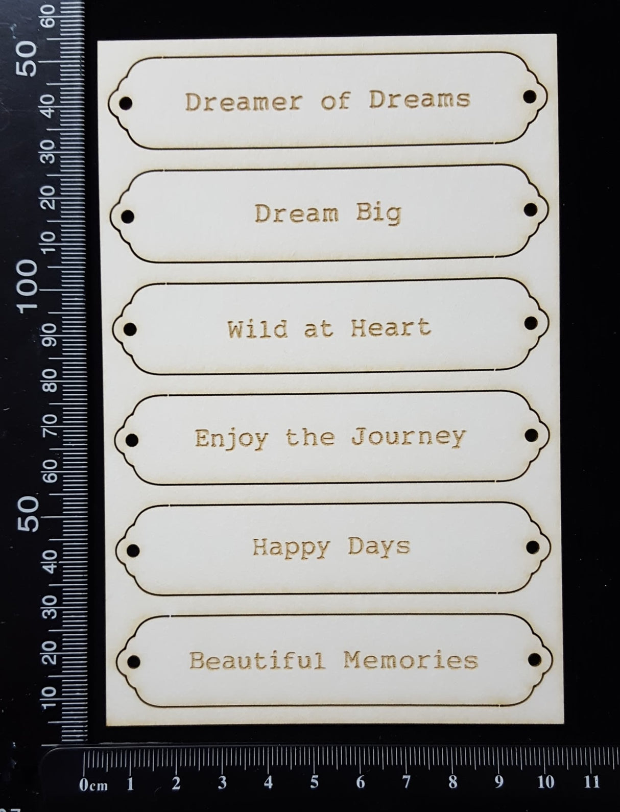 Word Plates - CF - Laser Engraved - White Chipboard