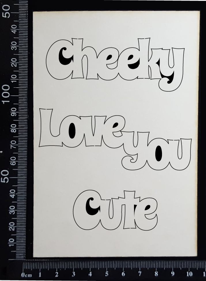 Word Set - Cheeky Love you Cute - White Chipboard