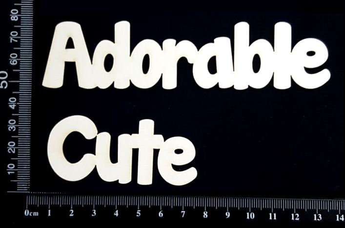 Word Set - Cute Adorable - White Chipboard
