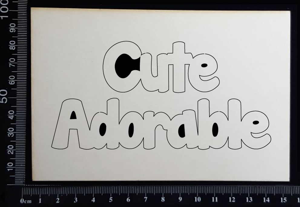 Word Set - Cute Adorable - White Chipboard