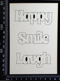 Word Set - Happy Smile Laugh - White Chipboard