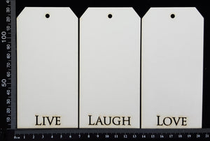 Word Tags - Medium - Live Love Laugh - D - White Chipboard