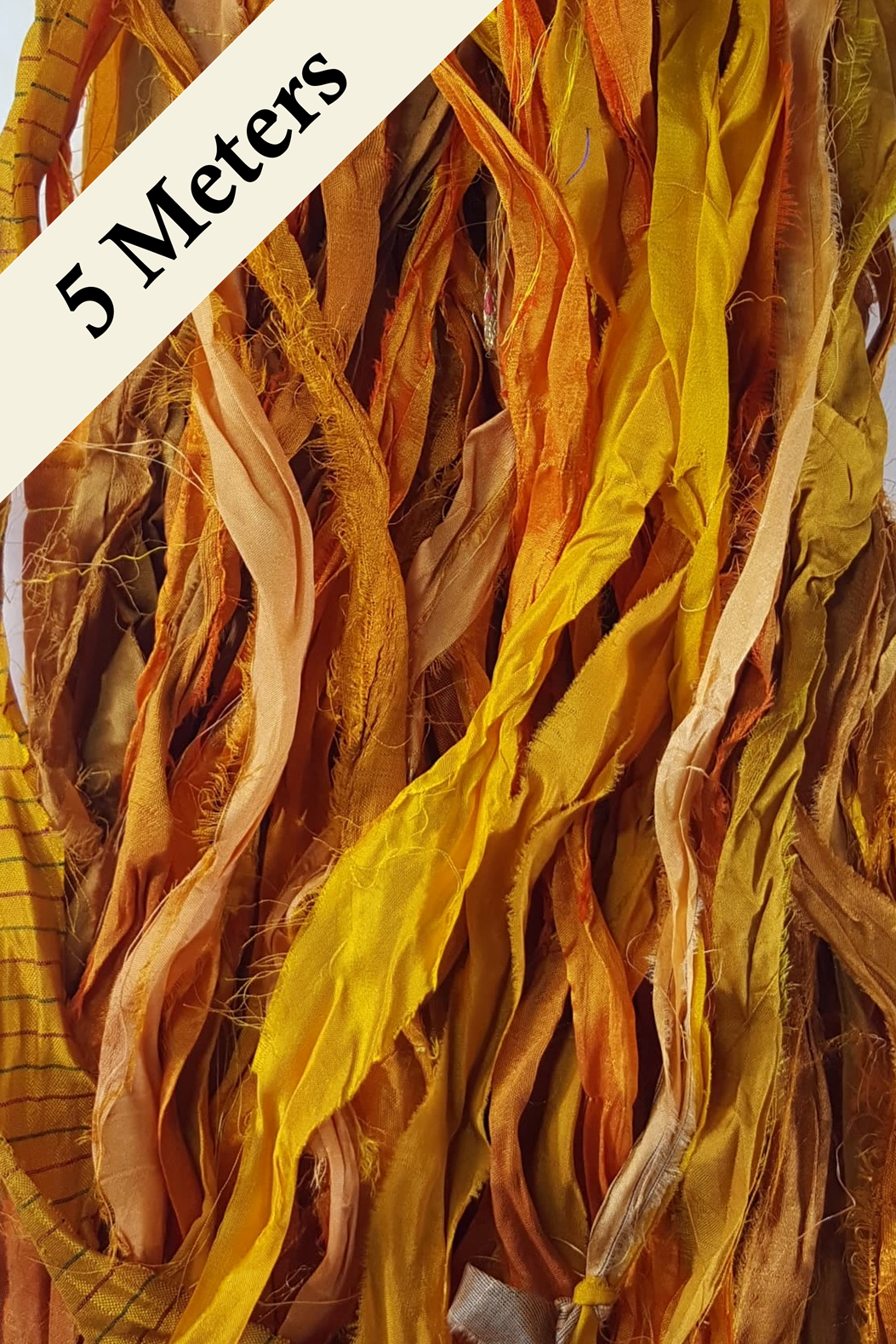 Reclaimed Sari Silk Ribbon - Yellow/Gold - 5m Pack